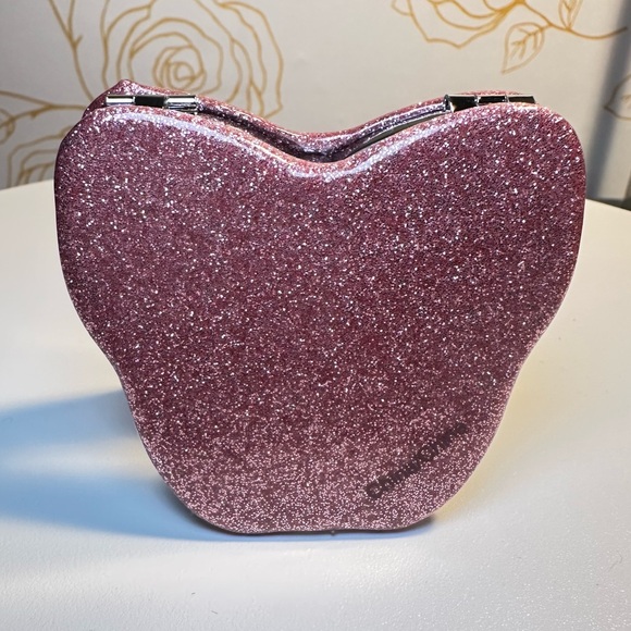 Coach Butterfly Glitter Pink Silver Shimmer Mirror Compact Case New - Picture 4 of 6